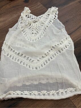 Cupshe White Crochet-Trim swim cover